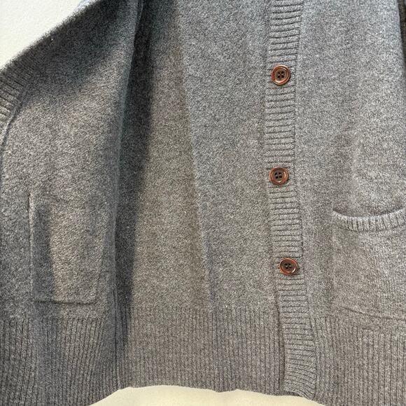 Eddie Bauer Cardigan Sweater Women's L Grey 100% Merino Wool Long Cozy - Picture 4 of 11